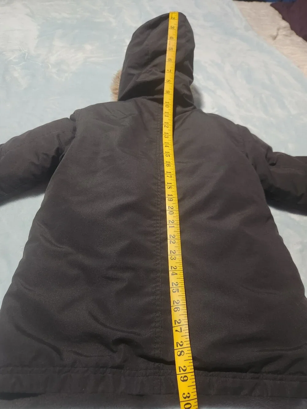 Old Navy Kids Black Hooded Puffer Coat with Faux Fur Trim
